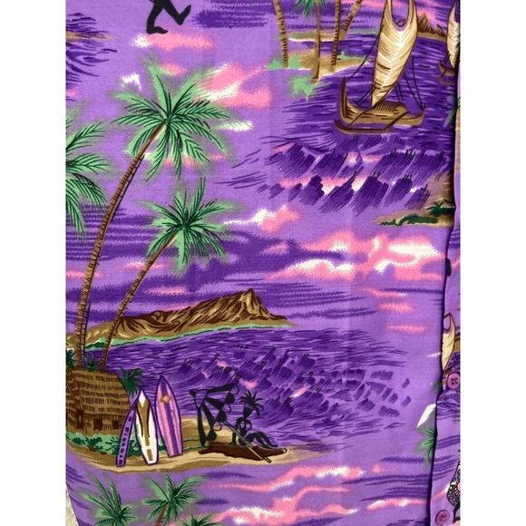 Paradise Men Purple Cayman Islands Tropical Short Sleeve Shirt Size L - Picture 6 of 11